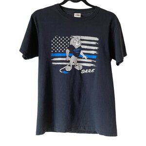 D.A.R.E Graduate Lion T Shirt Black American Flag Vintage Dare Size Small